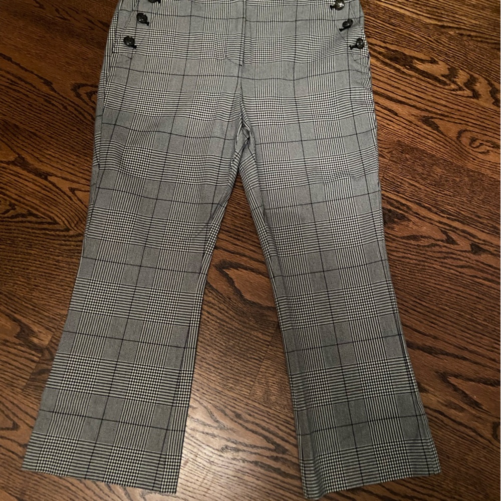 LOFT NWT 12 petite Black and White Plaid Pants